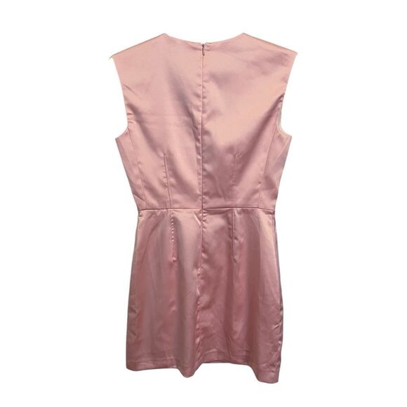 Zara Pink Satin Effect Mini Dress Size MED V Neck Sleeveless NWOT - Picture 6 of 8